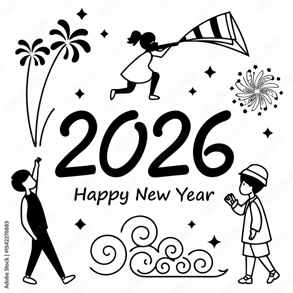 Fototapete big set of 2026 happy new year logo text design. 2026 number design template. collection of 2026 hap