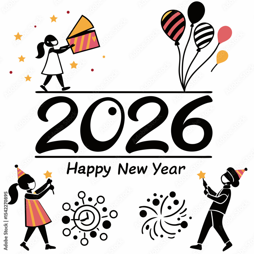 Fototapete big set of 2026 happy new year logo text design. 2026 number design template. collection of 2026 hap
