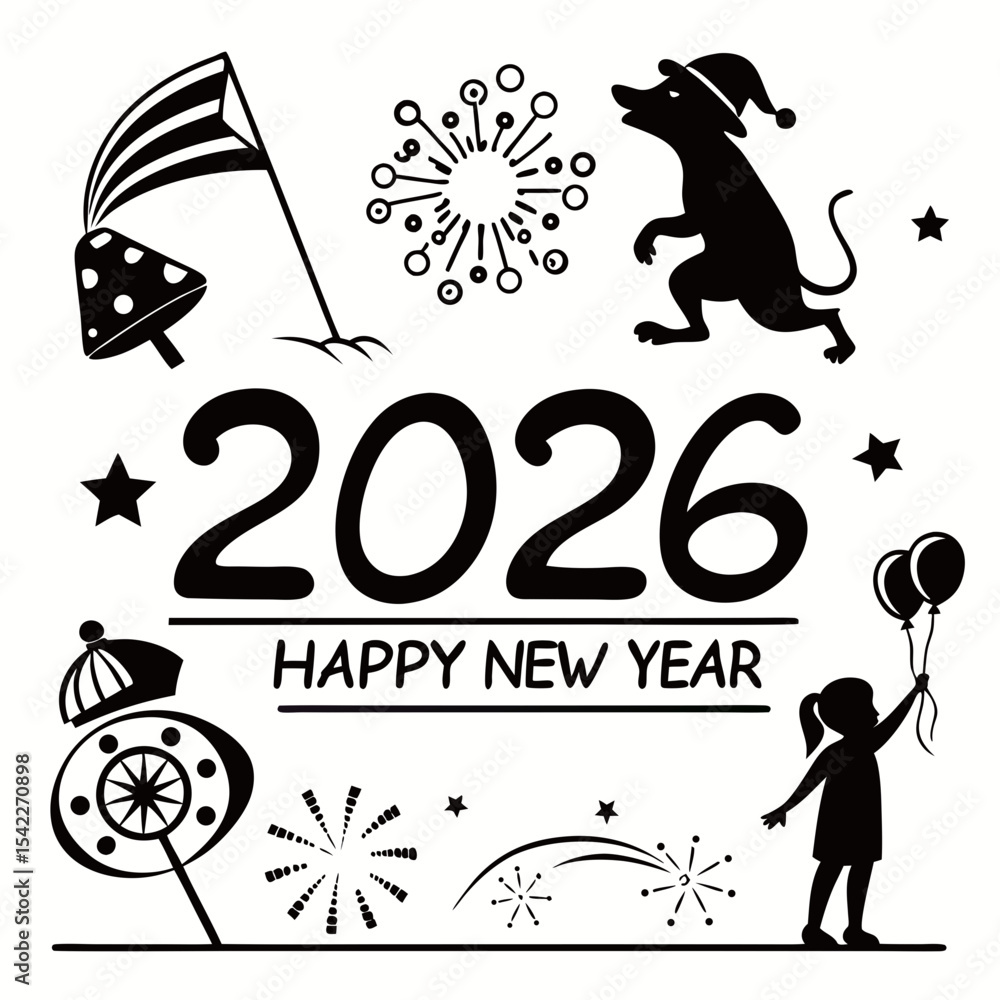 Fototapete big set of 2026 happy new year logo text design. 2026 number design template. collection of 2026 hap