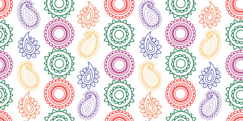 Mobilvibrant traditional indian art repeatable background featuring intricate concentric patterns and decorative cucumber shapes for cultural events