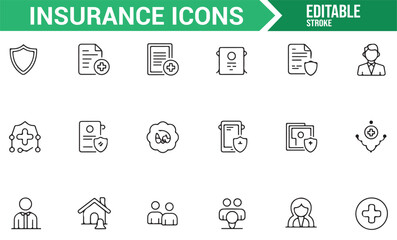 Vector Icons for Insurance: Shield, Claims, Health, and Property Coverage