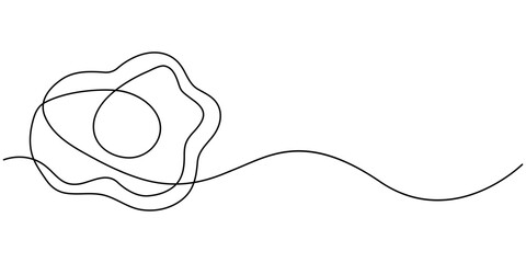 Scrambled eggs drawn with one continuous line, World egg day simple web banner, background. One continuous line drawing with text Egg Day, broken egg continuous line vector illustration, Continuous
