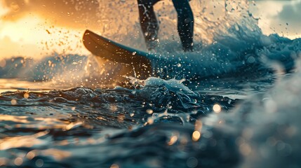 close up of a surfer on the ocean vawes