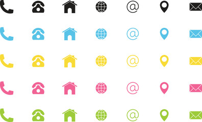 Web icon set. Website set icon , Business card contact information icons