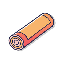 Stylish rolled yoga mat illustration on blue backdrop for healthy lifestyle promotion