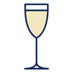 Elegant line drawing of a stemmed wine glass with liquid in it