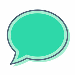 Teal Speech Bubble Icon with Double Outline for Chatting and Communication