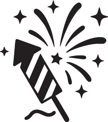 Silhouette vector of fireworks and sparkles bursting, perfect for celebration, festival, and party-themed designs.