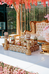 hindu wedding stage prayer setup