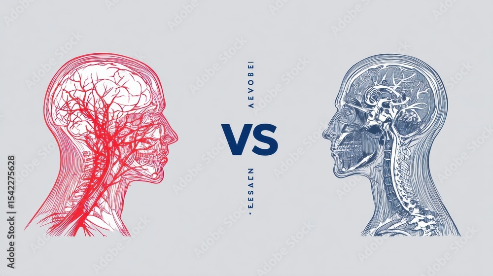 Aufkleber Understanding the Differences Between Nerve Pain and Muscle Pain in a Dual Layout Infographic Explaining Key Characteristics and Symptoms