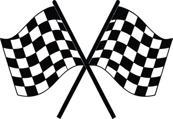 Crossed checkered flags silhouette