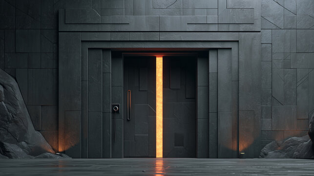 Futuristic Stone Door with  - Powered by Adobe