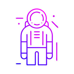 Fototapeta premium Astronaut in futuristic suit with pink and purple outline design 