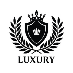 Obraz premium Luxury Brand Logo Design with Crown and Laurel Wreath
