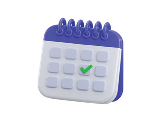 3d calendar icon with marked on date and time for reminder day concept of notice alert calendar clock for schedule appointment and marked notifications alert icon vector illustration