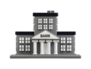 3D Bank Building Icon Concept of Financial Institution and Currency Exchange Building vector illustration