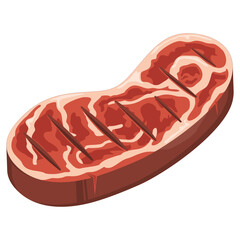 Barbecue Grilled Meat Icon in Flat Vector Style Isolated on White Background for Restaurant Menu and Culinary Branding