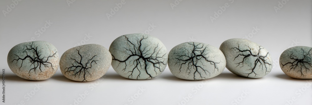 Poster meditative stones with nerve illustrations reflecting the concept of stress relief and mindfulness p