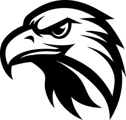 Simple eagle head icon, bold bird logo in side view.