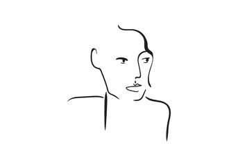  presents a minimalist, black and white line art illustration featuring a group of people.