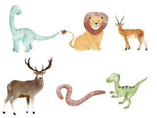 set of different deer Watercolor