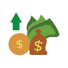 Dollar and Money Illustration with Colored Shapes