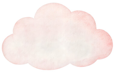 Watercolor pink cloud illustration on transparent background.