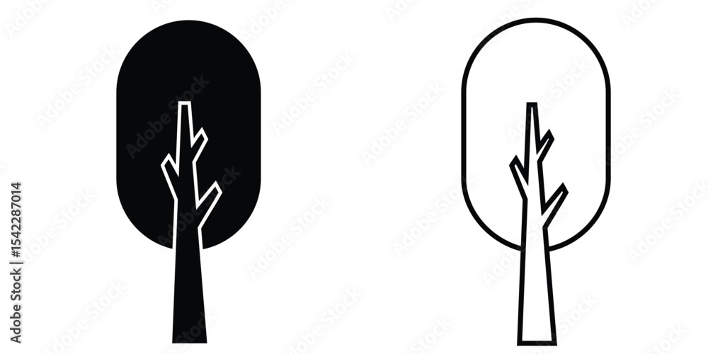 Poster tree design icon showing a minimalist interpretation with contrasting colors and simple shapes ideal