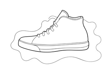 high-top sneaker outlined in minimalist line drawing