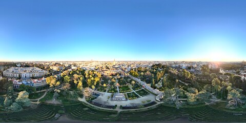 Panoramic Aerial View of Cityscape at Sunset