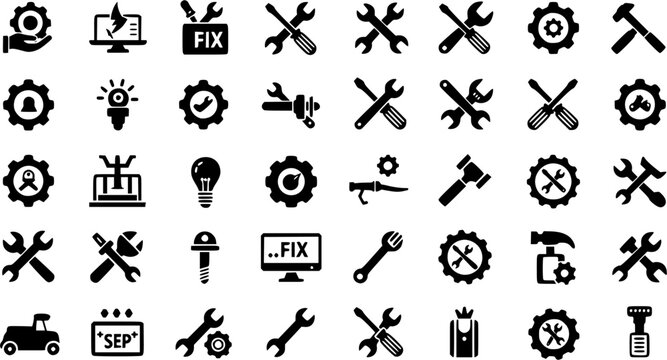 Repair icon vector set. Fix illustration sign collection. Service center symbol. Support logo.
