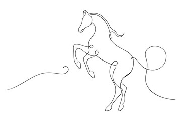 line drawing of horse rearing up
