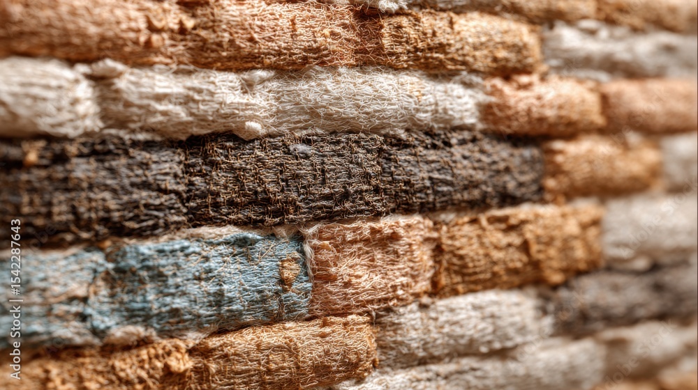 Poster close-up view of a textured wall featuring an array of colors and materials. the unique arrangement 