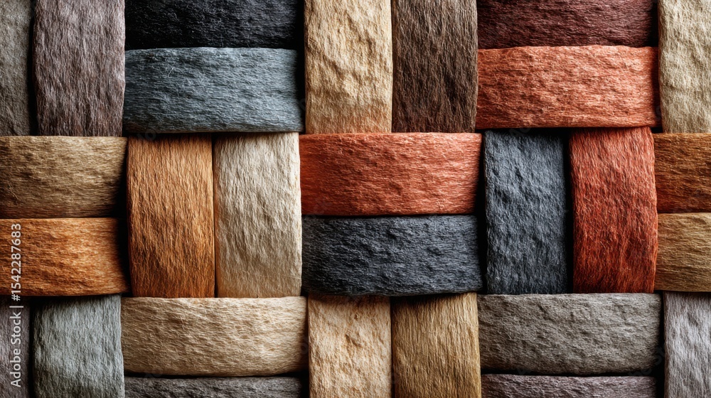 Poster intricate weaving displays a variety of colors and textures, showcasing craftsmanship in textile art