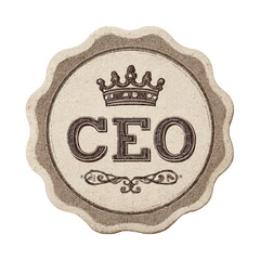 Vintage CEO Seal Design featuring a regal crown atop the abbreviation CEO a textured background and...