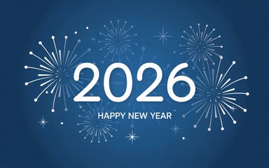 Happy New Year 2026 Festive Greeting Card with Fireworks Design