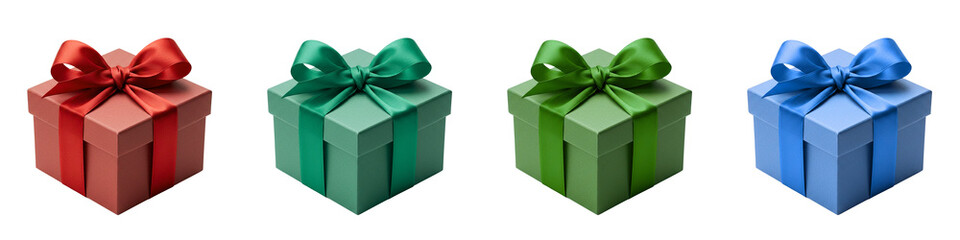 Set of colorful gift boxes isolated on a transparent background