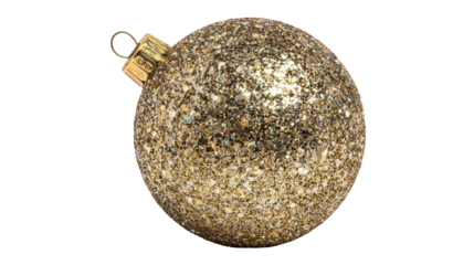 Sparkling Gold Christmas Ornament Bauble Festive Decoration Winter Holiday Season Glitter Ball Festive Season Celebration Xmas Tree Decor, transparent background