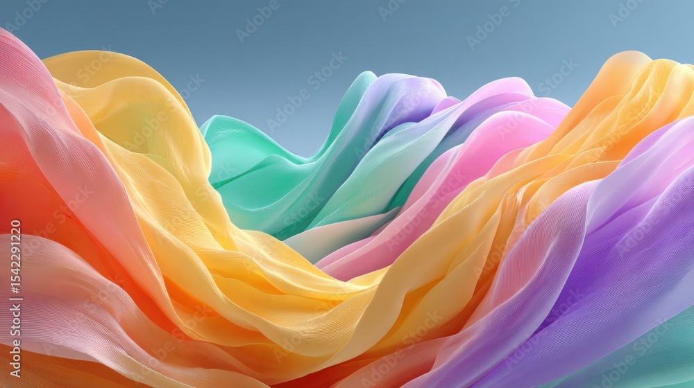 Aufkleber vibrant layers of translucent fabric in shades of pastel swirl together, creating a dynamic and gent