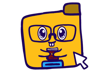 Cute Folder Icon Mascot Stickers With Smart Bookworm Expression While Hugging a Book