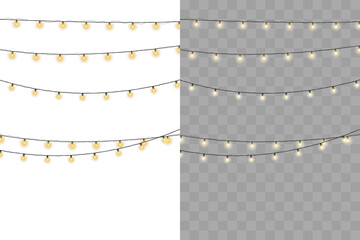 Twinkling fairy lights glow in soft amber. Golden garland loops around festive corner. Warm bulbs...