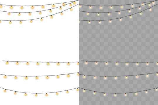 Glowing string winds through winter cabin. Garland lamps brighten shop window. Circular light wraps elegant product box. Gold sparkle floats on black poster. LED chain highlights birthday party banner