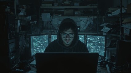 Computer hacker is working with code, hacking cyber security background