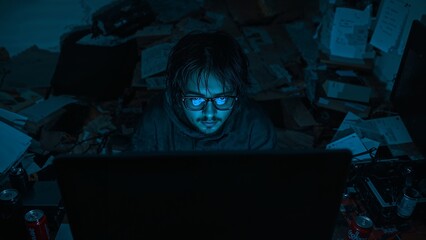 Computer hacker is working with code, hacking cyber security background