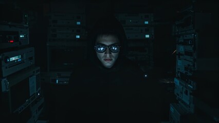 Computer hacker is working with code, hacking cyber security background