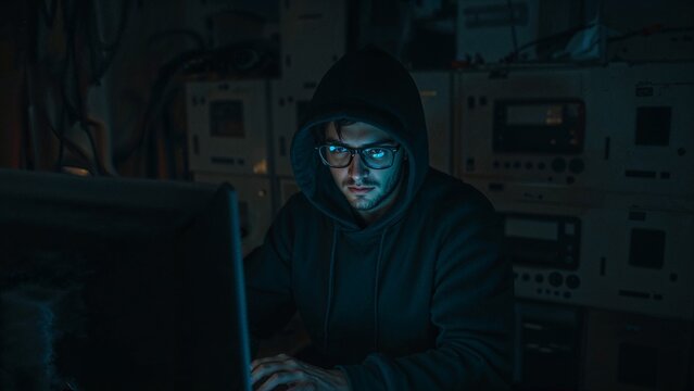 Computer hacker is working with code, hacking cyber security background