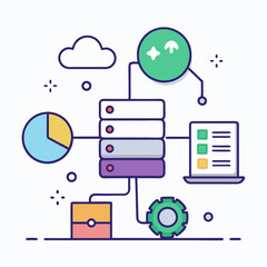 Diagram illustrating data analysis process with cloud storage and data processing