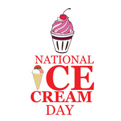 National Ice Cream Day Poster with Cupcake and Cone