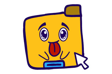 Cute Folder Icon Mascot Stickers With Tongue Sticking Out Mocking Expression