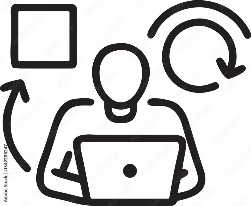 Poster vector illustration of a computer monitor with a mouse, ideal for technology and business icon desig